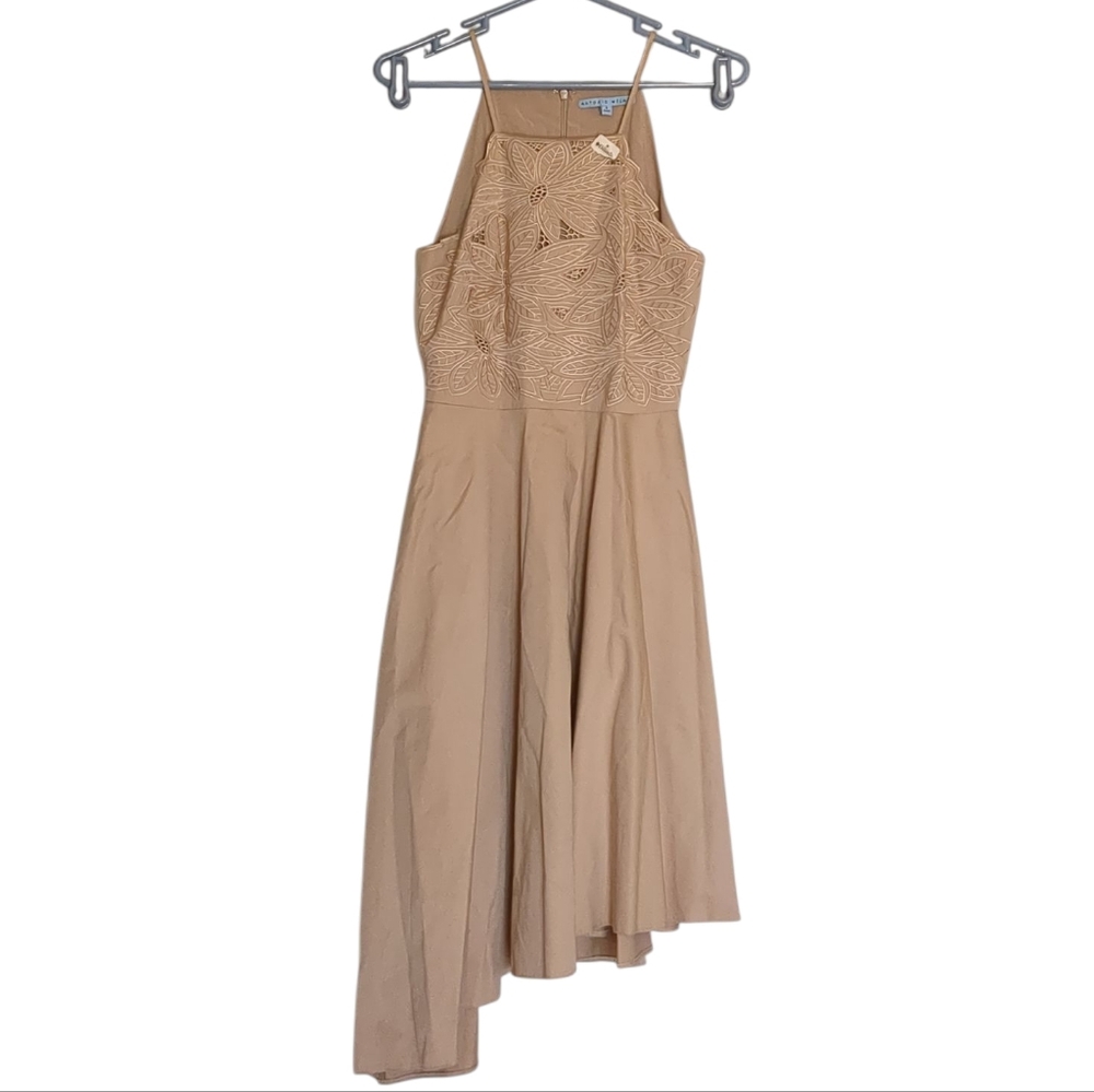 NWT Antonio Melani Bette Floral Eyelet Midi Dress Khaki